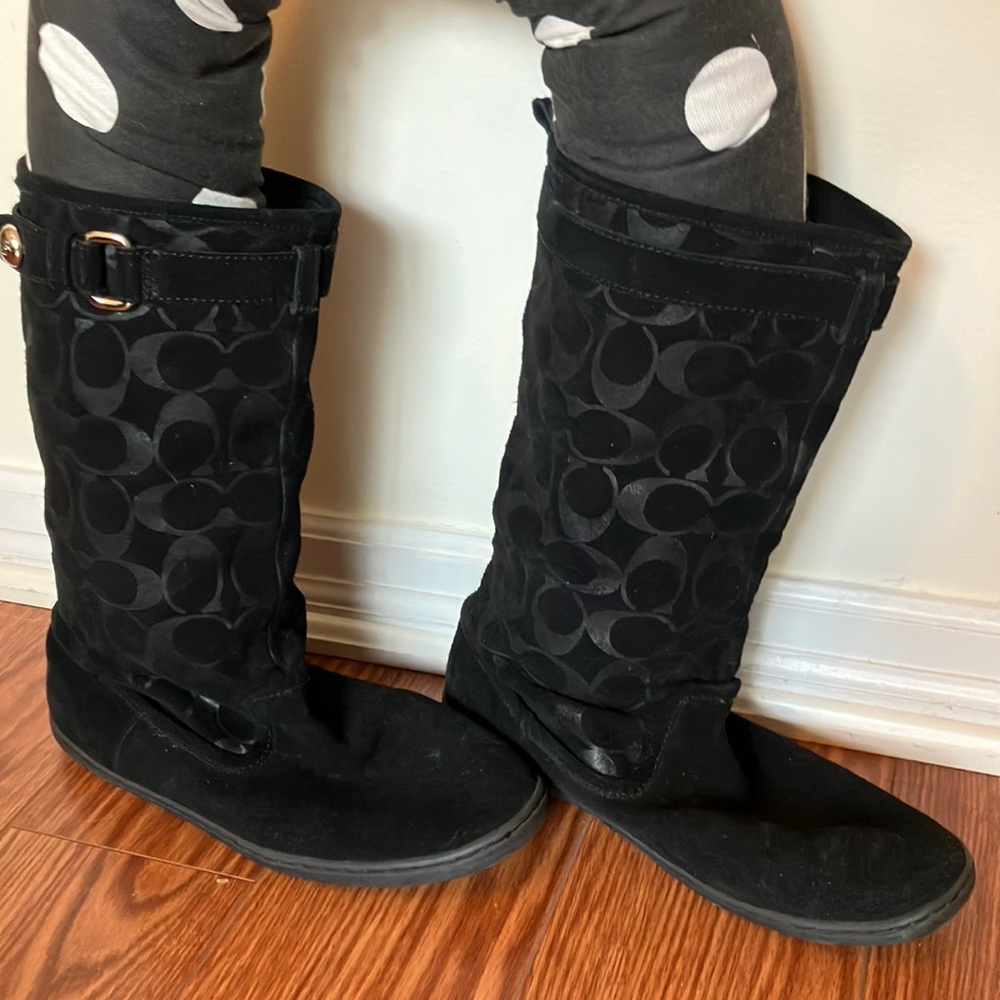 Coach Signature black mid calf boot size 7 EUC